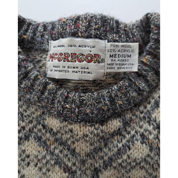 Women's Vintage Sweater Diamond Argyle Wool Blend McGregor Brown Speckled M - Picture 4 of 4